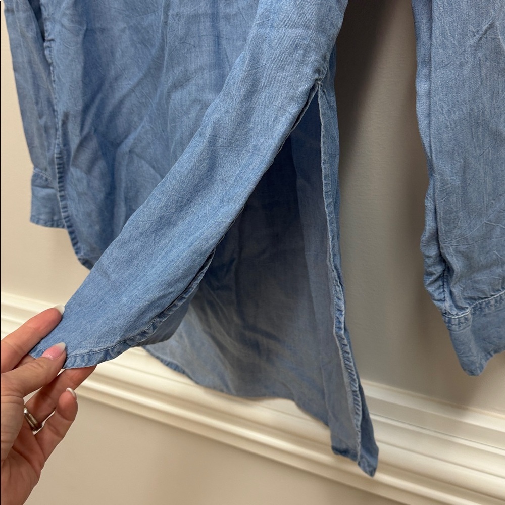New York & Company Light Blue Button Down Hi-Lo Tunic Shirt Sz Small! - Picture 6 of 8